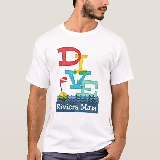 Riviera Maya Dive - farbenfrohe Skuba T-Shirt (Vorderseite)