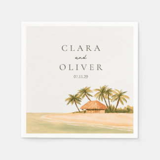 Riviera Maya Golden Palm Cocktail-Stunden-Hochzeit Serviette