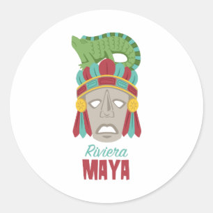 Riviera-Maya-Maske Runder Aufkleber