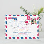 Riviera Maya Mexico Luftpost Hochzeitsempfang Einladung (Stehend Vorderseite)