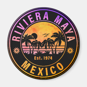 Riviera Maya Mexico Palme Vintage Reise 60er Magnet