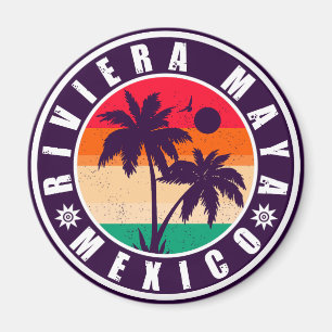 Riviera Maya Mexico Palmen Bäume Vintag Souvenir Magnet