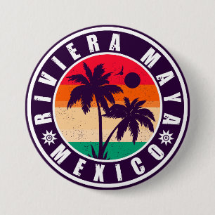 Riviera Maya Mexico Palmen Vintage-Souvenir Button
