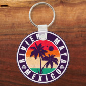 Riviera Maya Mexico Palmen Vintage Souvenirs Schlüsselanhänger (Rückseite)
