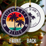 Riviera Maya Mexico Retro Palme Travel 80er Keramik Ornament<br><div class="desc">Puerto Vallarta Mexiko Vintag 60er Souvenirs. Puerto Vallarta Beach Mexico - Retro Tropical Palm Tree 60er Souvenirs Vintages Design macht ein großartiges Weihnachts- oder Geburtstagsgeschenk für Fans des Puerto Vallarta Beach. Das Retro-Sommerdesign ist ein perfektes Geschenk für Reisende und tropische Fans. Sie können diese Vorlage anpassen und ändern, indem Sie...</div>