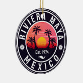 Riviera Maya Mexico Retro Sunset Palm Souvenirs Keramik Ornament (Rechts)