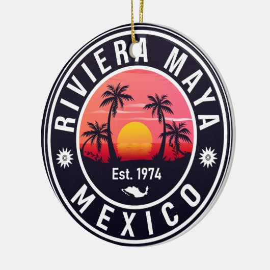 Riviera Maya Mexico Retro Sunset Palm Souvenirs Keramik Ornament (Links)