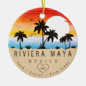 Riviera Maya Mexico Retro Sunset Palm tree 60er Keramik Ornament (Vorne)