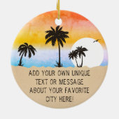 Riviera Maya Mexico Retro Sunset Palm tree 60er Keramik Ornament (Hinten)