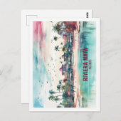 Riviera Maya Mexiko Berühmter Platz Wasserfarben Postkarte (Vorne/Hinten)