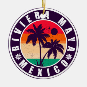 Riviera Maya Mexiko Palmen Vintage-Souvenirs Keramik Ornament