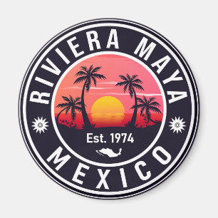 Riviera Maya Mexiko Retro-Sonnenuntergang Andenken Magnet