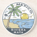 Riviera Maya Mexiko Vintag Getränkeuntersetzer<br><div class="desc">Riviera Maya Vektorgrafik Design. Die Riviera Maya ist ein Küstenabschnitt der Karibik an der nordöstlichen Halbinsel von Yucatán.</div>