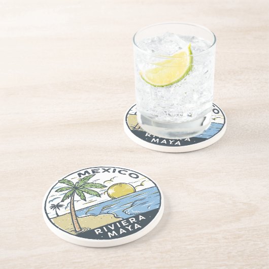 Riviera Maya Mexiko Vintag Getränkeuntersetzer (Seite)
