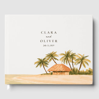 Riviera Maya Palmen Romantische Strandufer-Hochzei Gästebuch