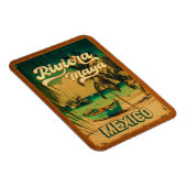 Riviera Maya Postcard Palm Tree Vintage Magnet (Rechte Seite)