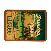 Riviera Maya Postcard Palm Tree Vintage Magnet (Horizontal)