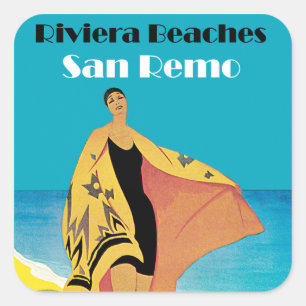 Riviera setzt ~ San Remo auf den Strand Quadratischer Aufkleber
