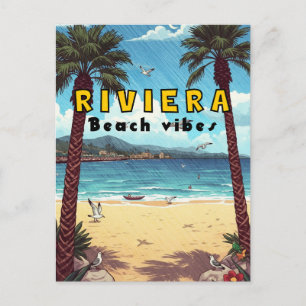 Riviera-Strand, europäischer Sommer Feiertagspostkarte