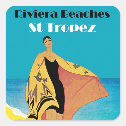 Riviera Strände ~ St Tropez Quadratischer Aufkleber (Vorderseite)