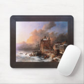 Rivière Gelée Avec Patineurs von Andreas Schelfhou Mousepad (Mit Mouse)