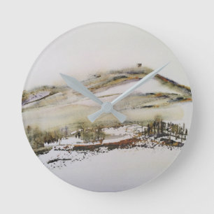 Rivington pike Horwich Watercolor Runde Wanduhr