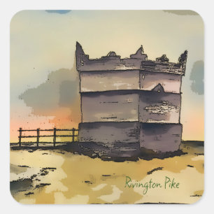 Rivington Pike Lookout Tower Quadratischer Aufkleber