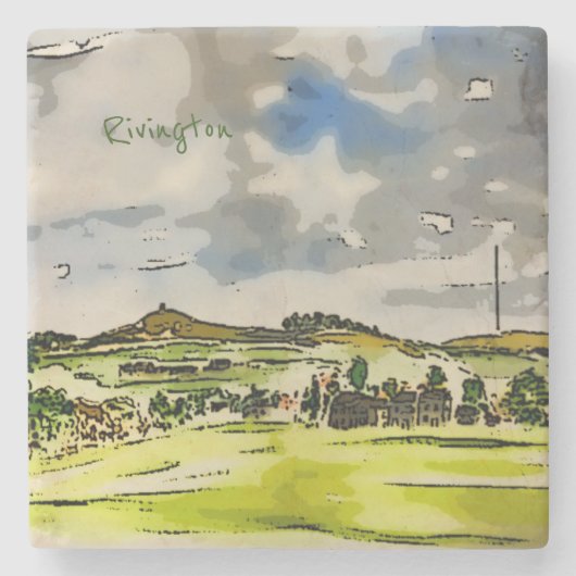 Rivington Winter Hill Landschaft Steinuntersetzer (Vorderseite)