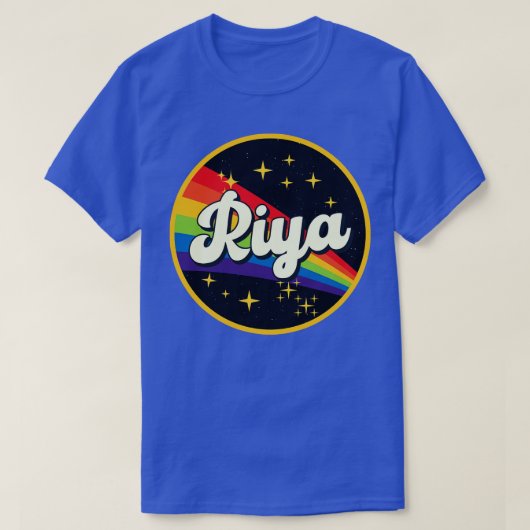 Riya Regenbogen im Vintagen Weltraumstil T-Shirt (Design vorne)