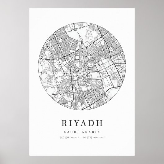 Riyadh Saudi Arabien Stadtkarte Poster (Vorne)