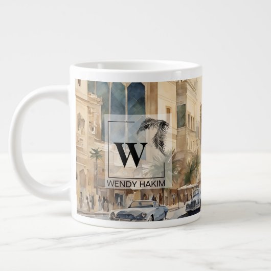 Riyadh Street Scene Jumbo Tasse - Serene Watercolo (Links)