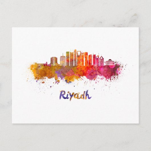 Riyadh V2 skyline im Watercolor Postkarte (Vorderseite)