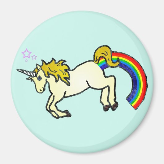 Riyah-Li Designs Regenbogen Kackend Einhorn Magnet (Vorne)