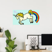 Riyah-Li Designs Regenbogen Kackend Einhorn Poster (Heimbüro)