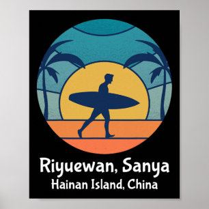 Riyuewan Sanya Hainan Insel China Surfen Vintage Poster