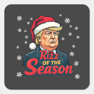 Rizz der Saison Lustiger Trump Weihnachten Santa Quadratischer Aufkleber