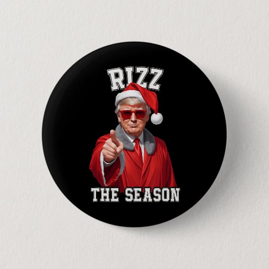 Rizz Die Jahreszeit Funny Trump Weihnachtsmann Button (Vorderseite)