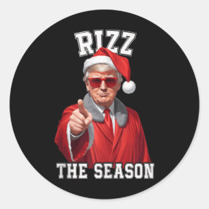 Rizz Die Jahreszeit Funny Trump Weihnachtsmann Runder Aufkleber