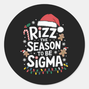 Rizz Die Jahreszeit für Sigma Gen Alpha Xmas Santa Runder Aufkleber