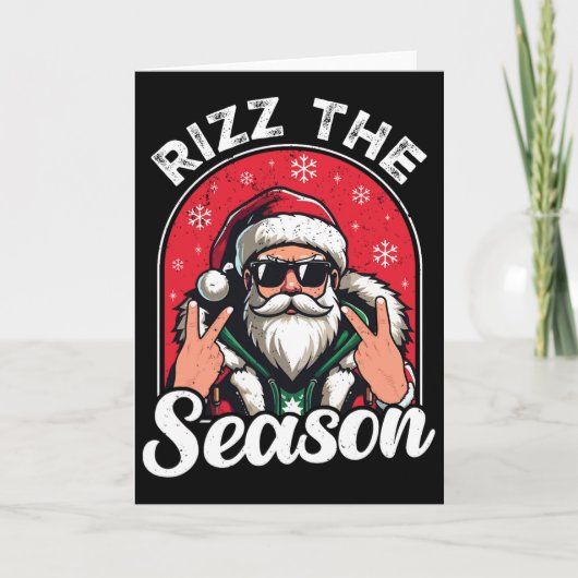 Rizz Die Saison Lustiger Spruch Weihnachtsmann Riz Karte (Vorderseite)
