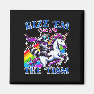 Rizz ‘em Mit Dem ‘tism Cool Waschbär Reise Einhorn Magnet