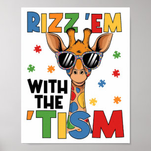 Rizz Em mit dem Tismus Autistische Giraffe Autismu Poster