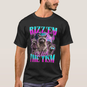 Rizz Em mit Tism Retro Vintag Raccoon Meme T-Shirt