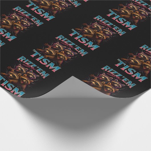 Rizz Em With The Tism Meme Autism Funny Racoon Geschenkpapier (Ecke)