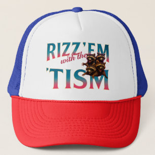 Rizz Em With The Tism Meme Autismus Lustiger Wasch Truckerkappe