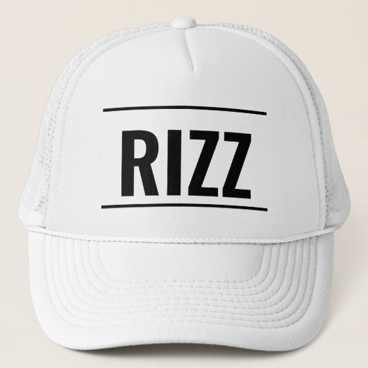 RIZZ Leather Patch Hat — Minimal Logo Cap Truckerkappe (Vorderseite)