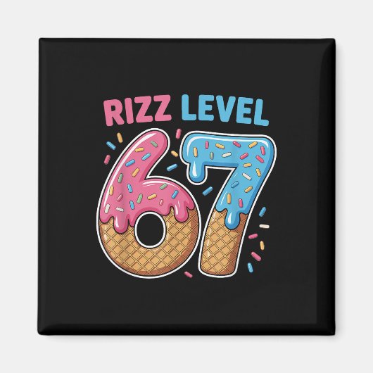 Rizz Level 67 Alpha Slang Gen 67. Nummer Eis Crea Magnet (Vorne)