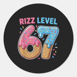 Rizz-Level 67 Alpha-Slang-Gen 67. Nummer Eiscreme Runder Aufkleber