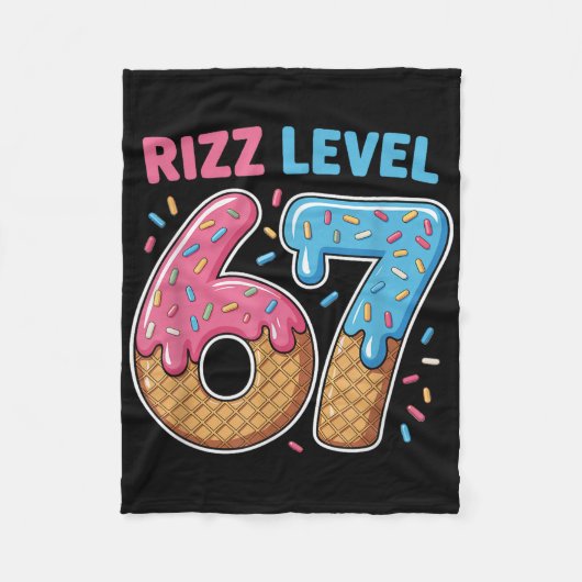 Rizz Level 67 Alpha Slang Gen 67. Zahl Eiscreme Fleecedecke (Vorderseite)