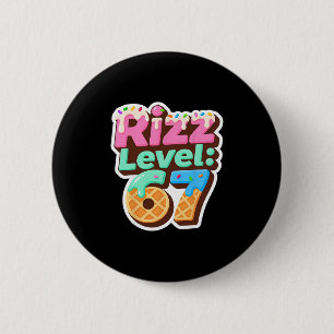 Rizz Level 67 Meme-Shirt Eiscreme-Tropf-Meme Six S Button